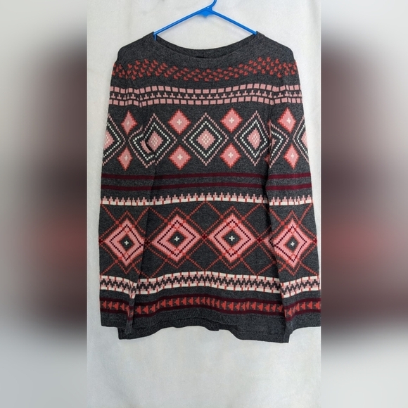 Talbots‎ Lambswool Sweater Women's Aztec knit Pullover Size M - Picture 2 of 12